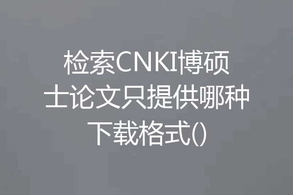 检索CNKI博硕士论文只提供哪种下载格式()