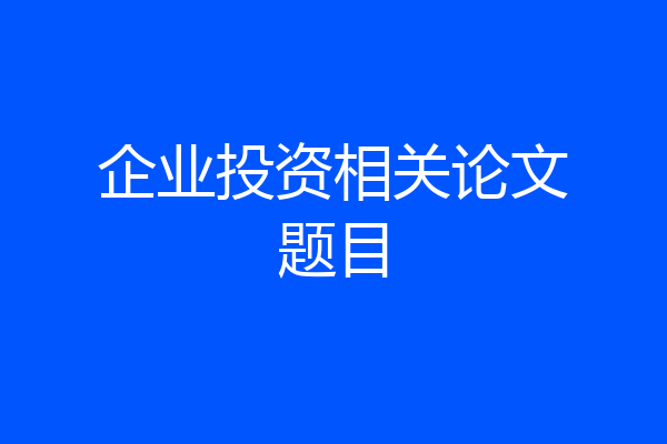 企业投资相关论文题目