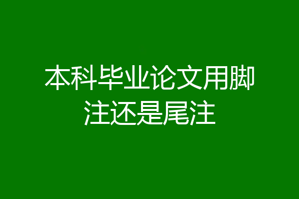 本科毕业论文用脚注还是尾注