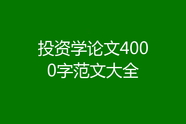 投资学论文4000字范文大全