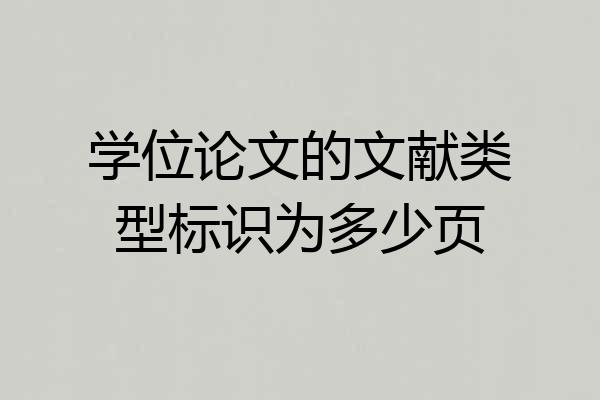 学位论文的文献类型标识为多少页