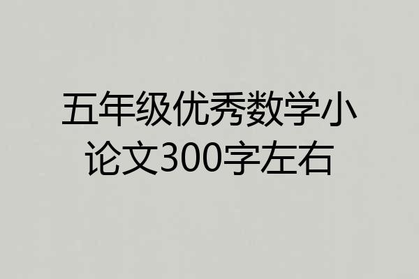五年级优秀数学小论文300字左右