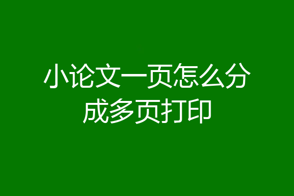 小论文一页怎么分成多页打印