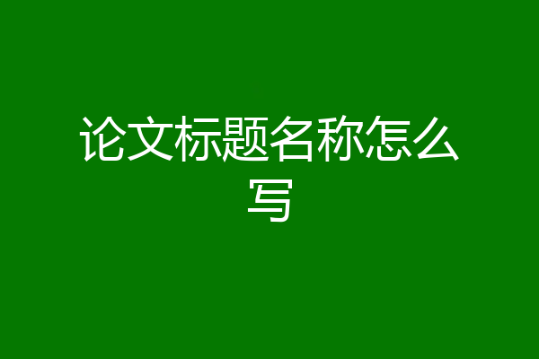 论文标题名称怎么写
