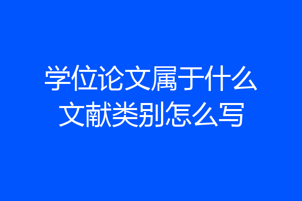 学位论文属于什么文献类别怎么写