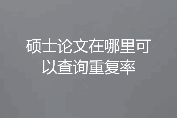 硕士论文在哪里可以查询重复率