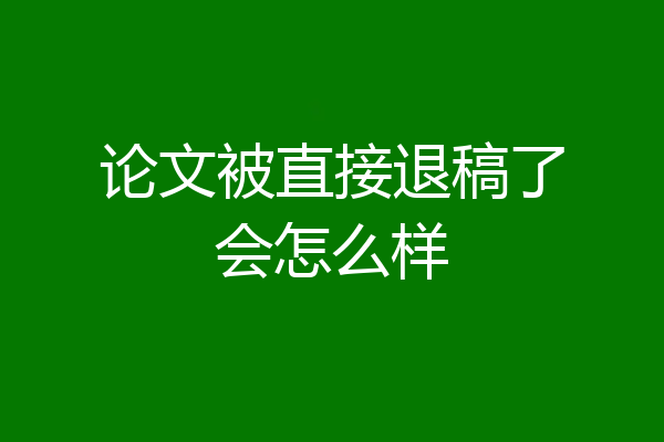 论文被直接退稿了会怎么样