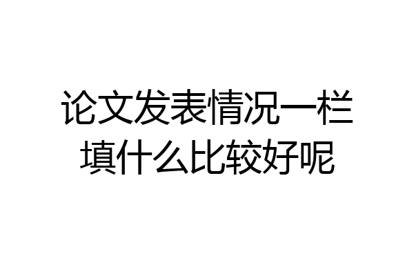 论文发表情况一栏填什么比较好呢