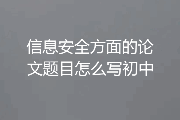 信息安全方面的论文题目怎么写初中