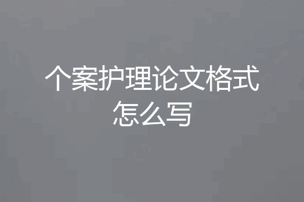 个案护理论文格式怎么写