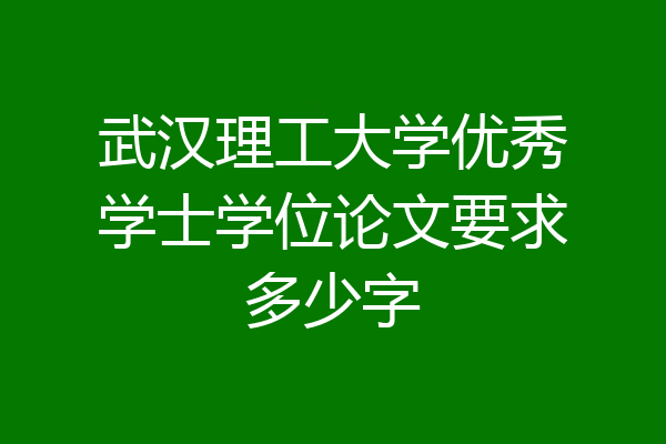 武汉理工大学优秀学士学位论文要求多少字