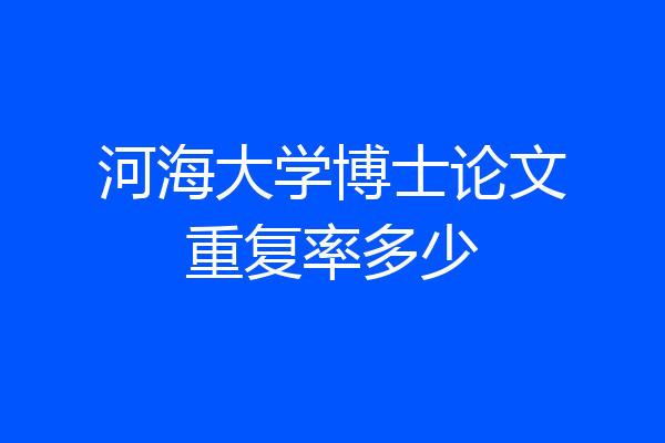 河海大学博士论文重复率多少