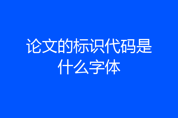 论文的标识代码是什么字体