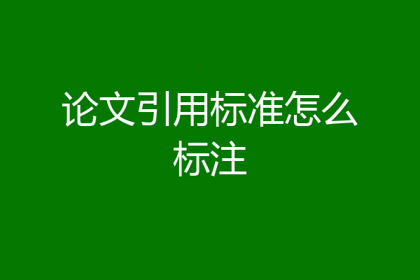 论文引用标准怎么标注