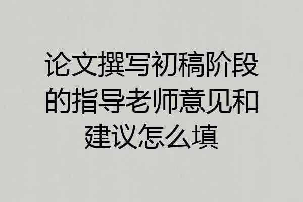 论文撰写初稿阶段的指导老师意见和建议怎么填