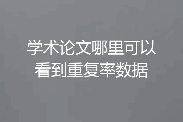 学术论文哪里可以看到重复率数据