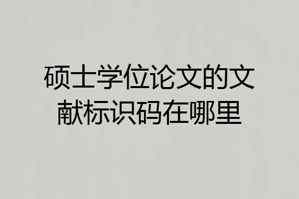 硕士学位论文的文献标识码在哪里