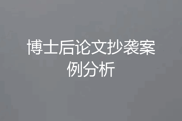 博士后论文抄袭案例分析