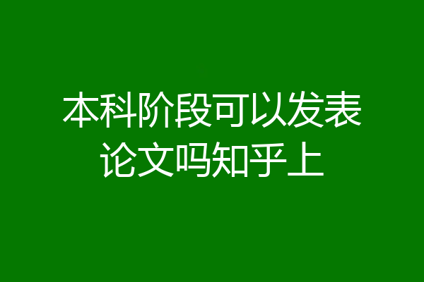 本科阶段可以发表论文吗知乎上
