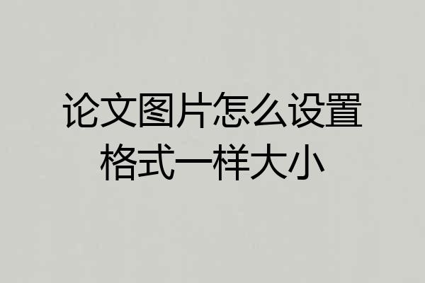 论文图片怎么设置格式一样大小