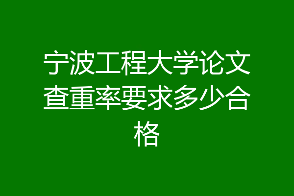 宁波工程大学论文查重率要求多少合格
