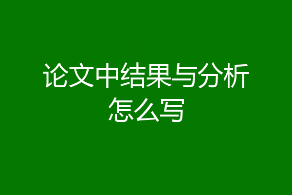 论文中结果与分析怎么写