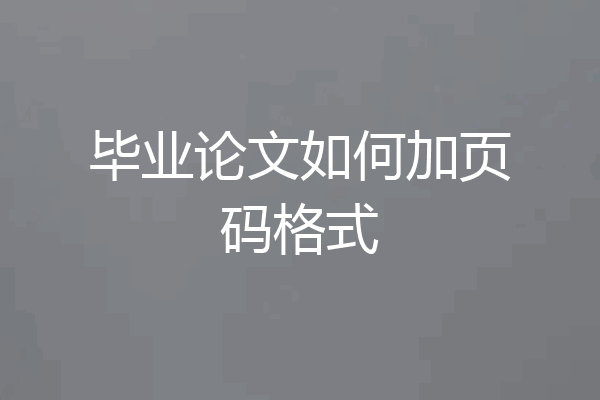 毕业论文如何加页码格式