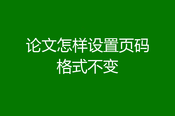 论文怎样设置页码格式不变