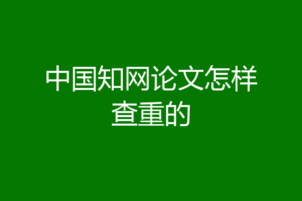 中国知网论文怎样查重的