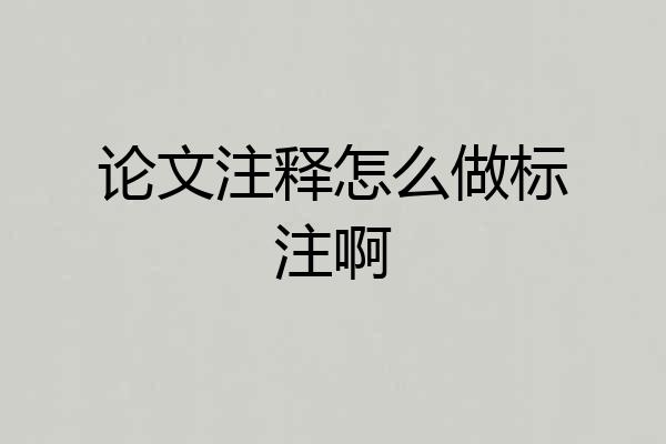论文注释怎么做标注啊