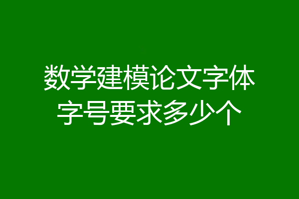 数学建模论文字体字号要求多少个