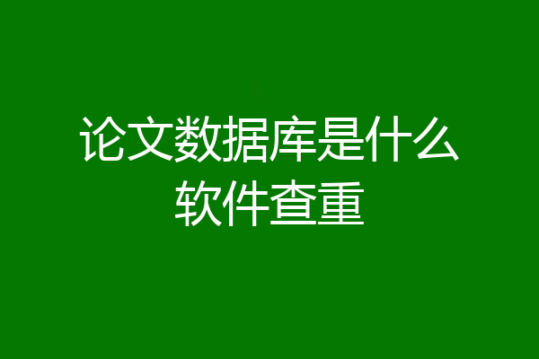 论文数据库是什么软件查重