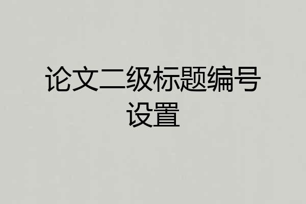 论文二级标题编号设置