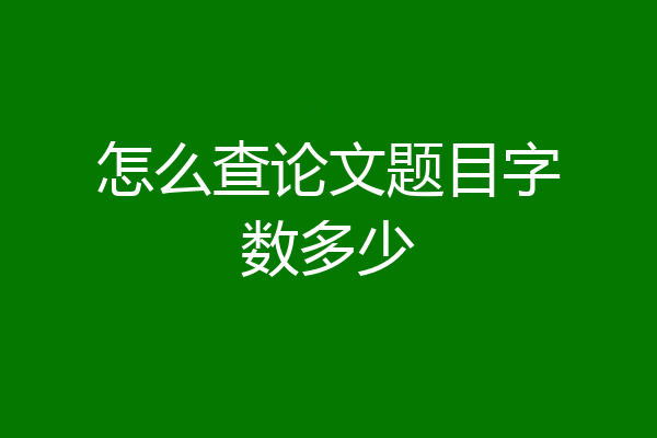 怎么查论文题目字数多少