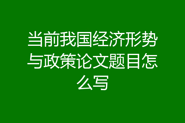 当前我国经济形势与政策论文题目怎么写
