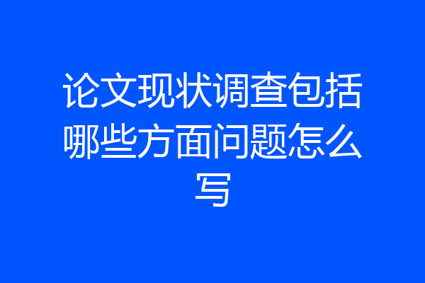 论文现状调查包括哪些方面问题怎么写