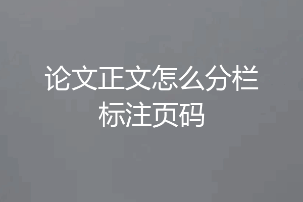 论文正文怎么分栏标注页码