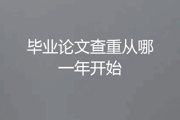 毕业论文查重从哪一年开始