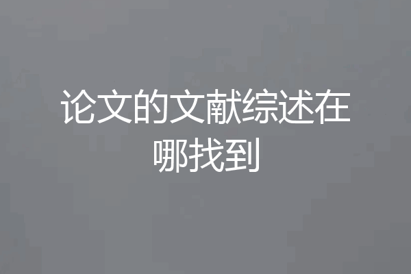 论文的文献综述在哪找到