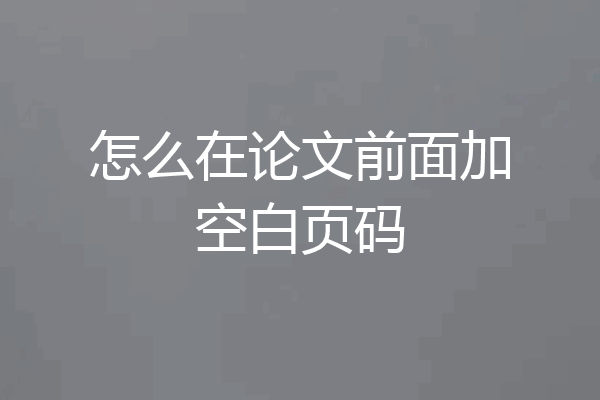 怎么在论文前面加空白页码