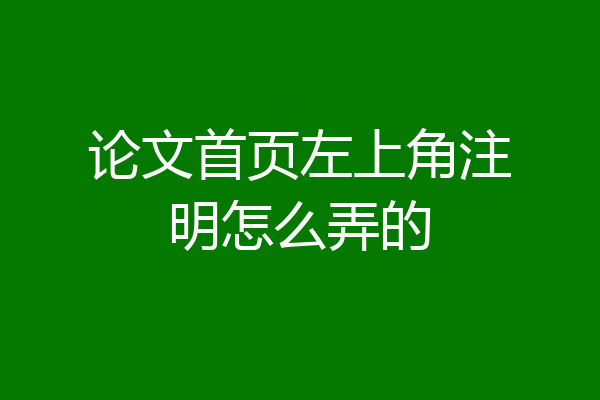 论文首页左上角注明怎么弄的