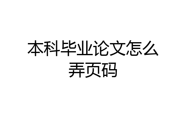本科毕业论文怎么弄页码