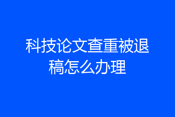 科技论文查重被退稿怎么办理