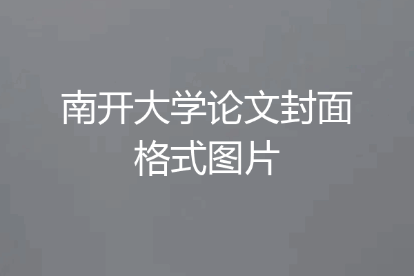 南开大学论文封面格式图片