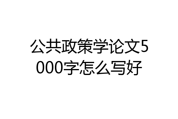 公共政策学论文5000字怎么写好