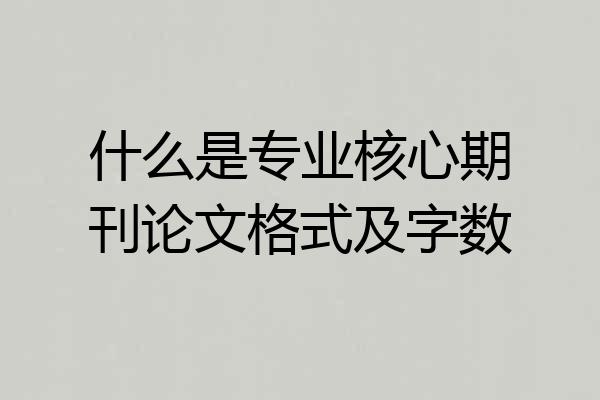 什么是专业核心期刊论文格式及字数