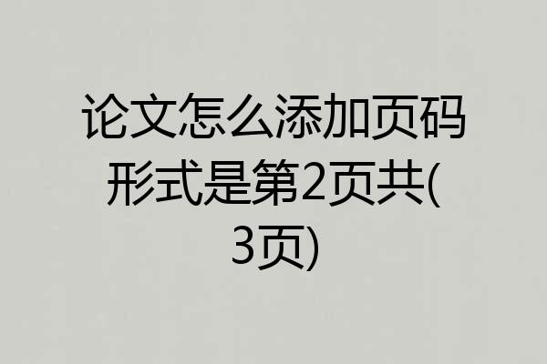 论文怎么添加页码形式是第2页共(3页)