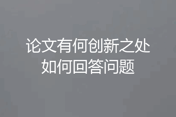 论文有何创新之处如何回答问题