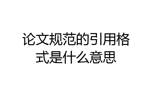 论文规范的引用格式是什么意思