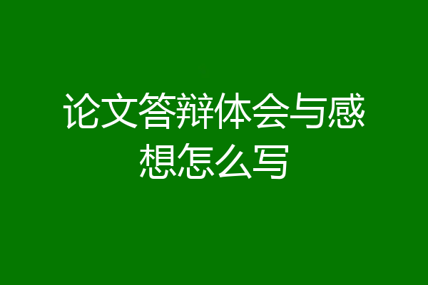 论文答辩体会与感想怎么写